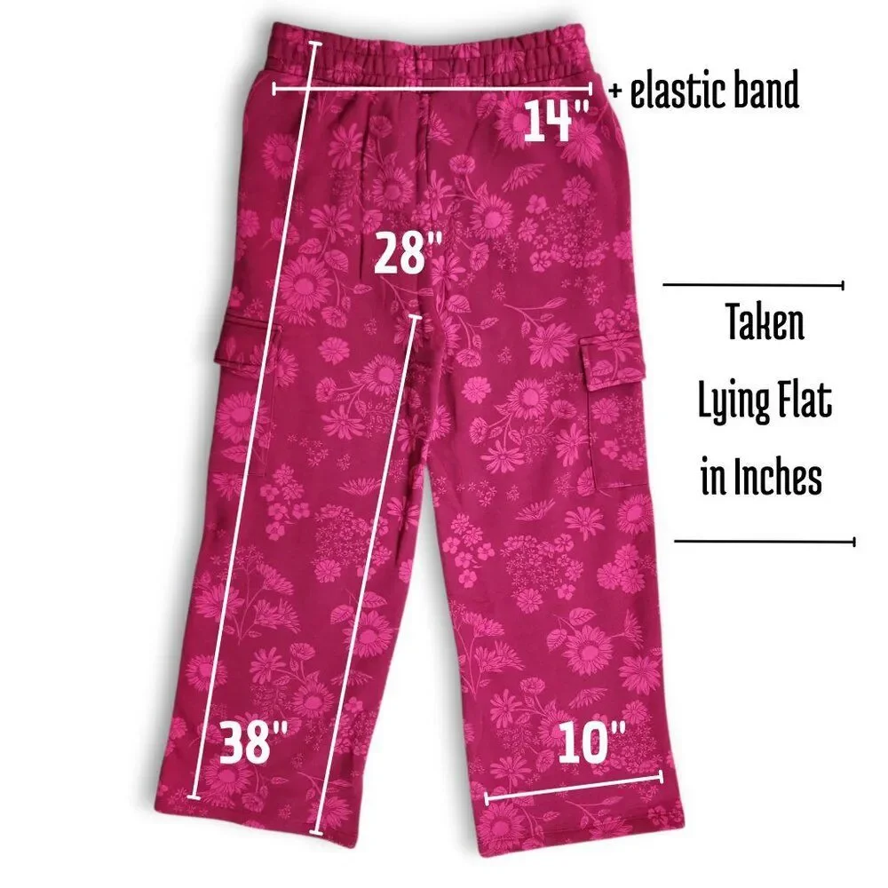 GAP Original Youth Red Pink Cozy Fleece Cargo Wide-Leg Sweatpant Size L (14/16)